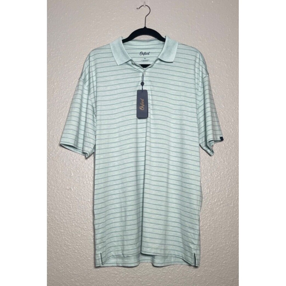 Oxford Polo Shirt Men's XL Blue Striped Performance Cool Max UV Protection NEW